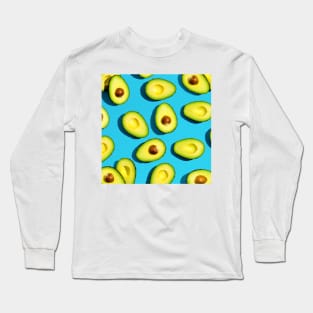 Simple Avocado Pattern on blue background Long Sleeve T-Shirt